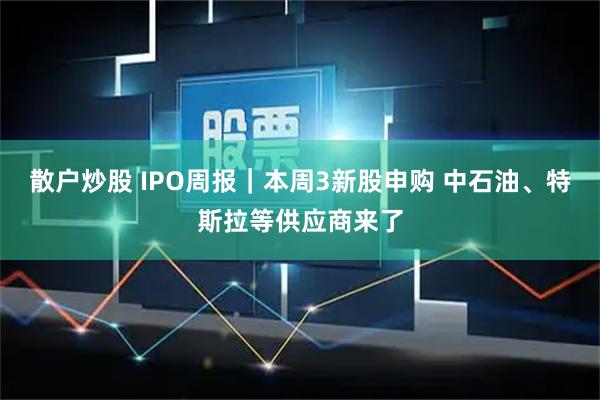 散户炒股 IPO周报｜本周3新股申购 中石油、特斯拉等供应商来了
